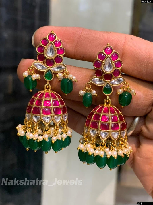 Jaadu Kundan Stones Bridal Earrings