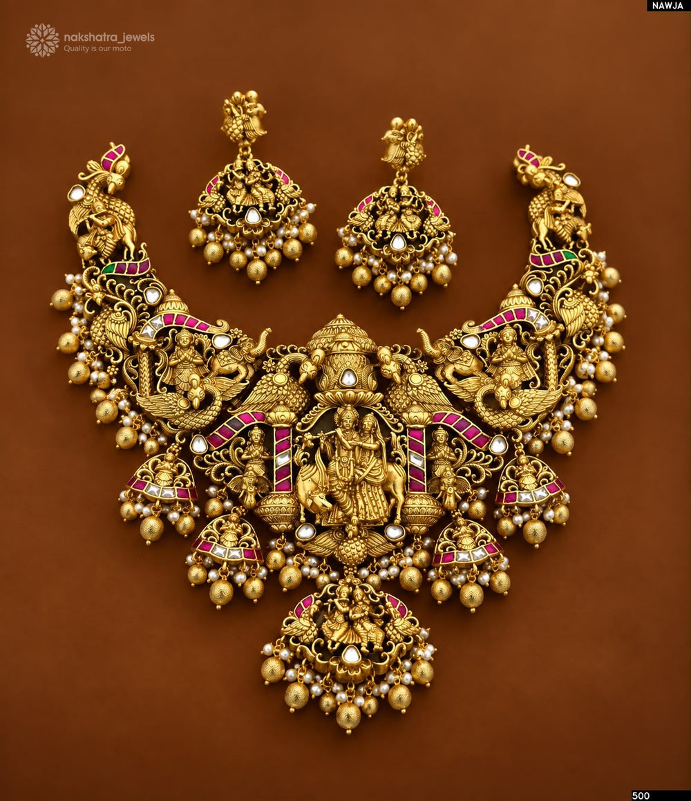 Nakshi Work with Kundan Stones Bridal Necklace