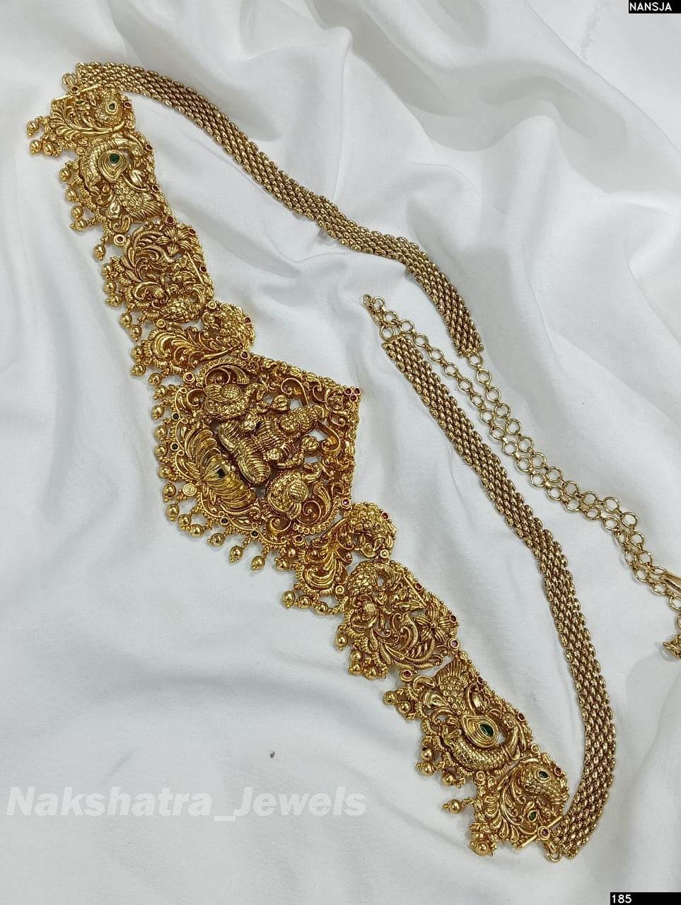 Nagasi Work with Kempu Stones Hip Chain