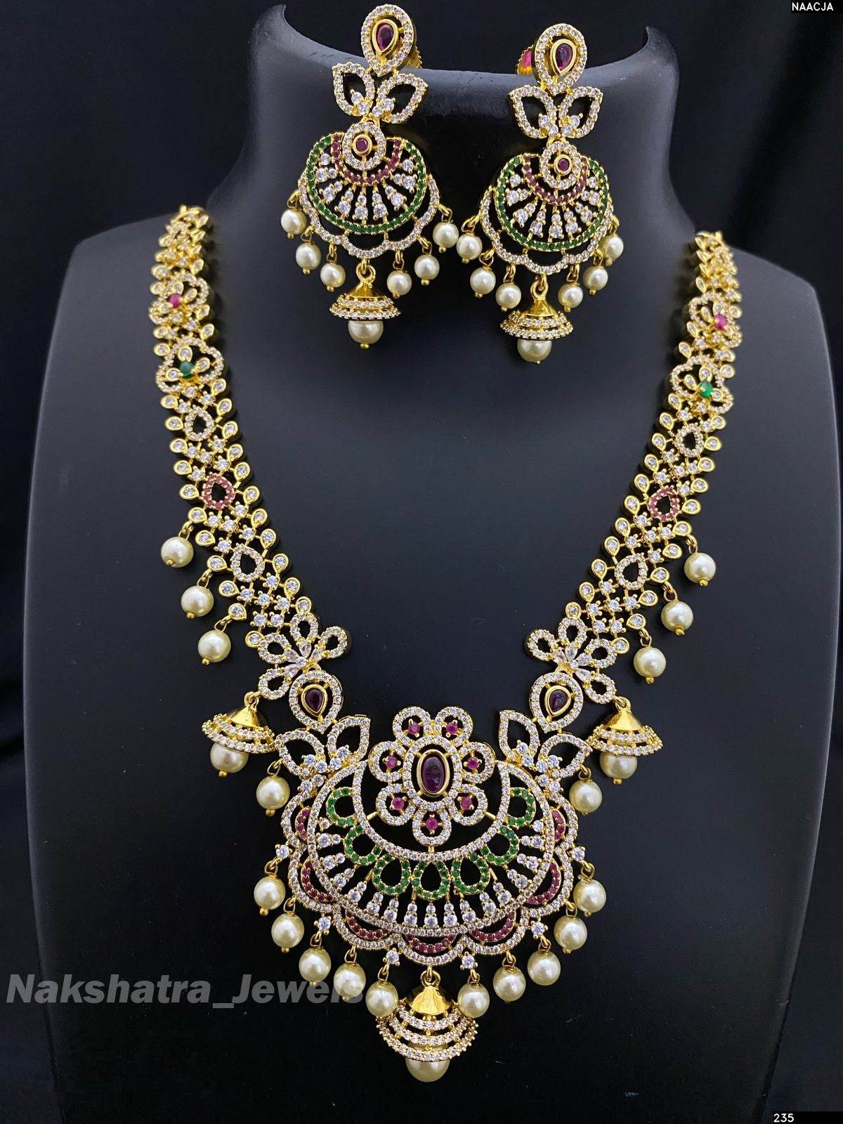 AD Stones Necklace (Gold Polish)