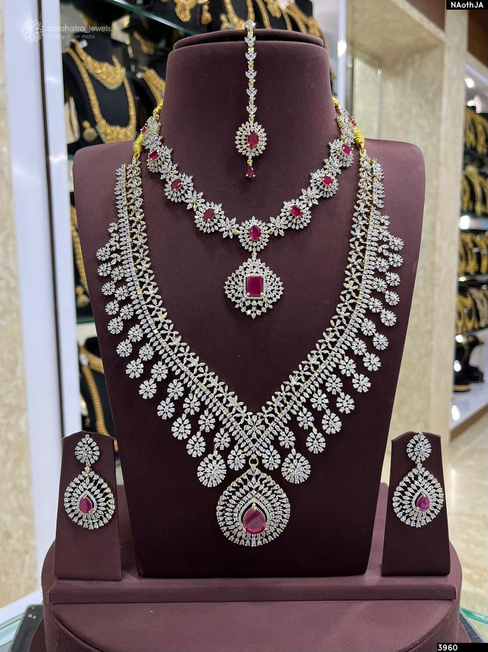 American Diamond Stones Bridal Combo Set