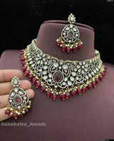 Victorian Polish AD Stones Choker - Nakshatra Jewels