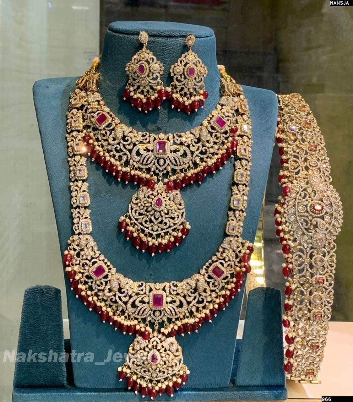 Victorian Polish AD Stones Bridal Set