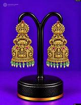 Nakshi Work with Kempu Stones Earrings
