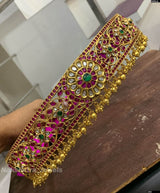 Nagasi Work with Kempu Stones Bridal Hip Belt - Nakshatra Jewels