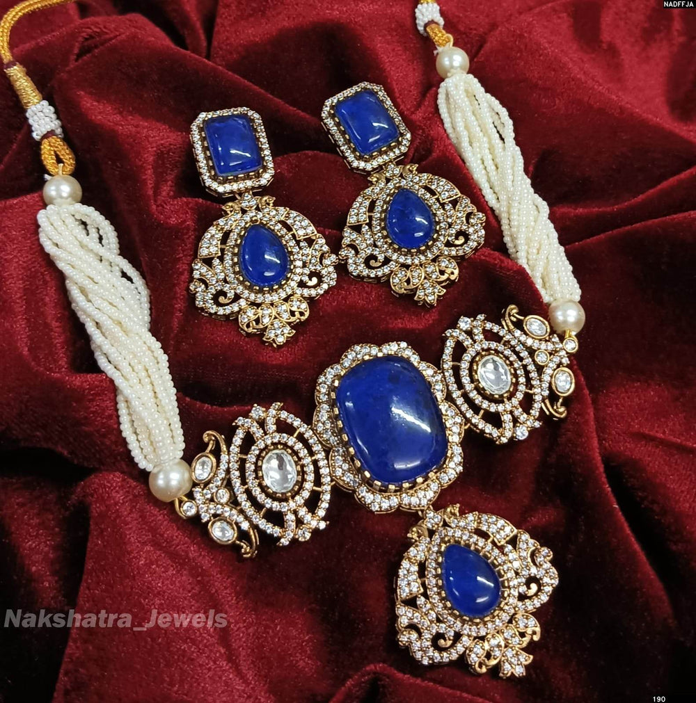 Victorian Polish AD & Moissanite Stones Bridal Choker - Nakshatra Jewels