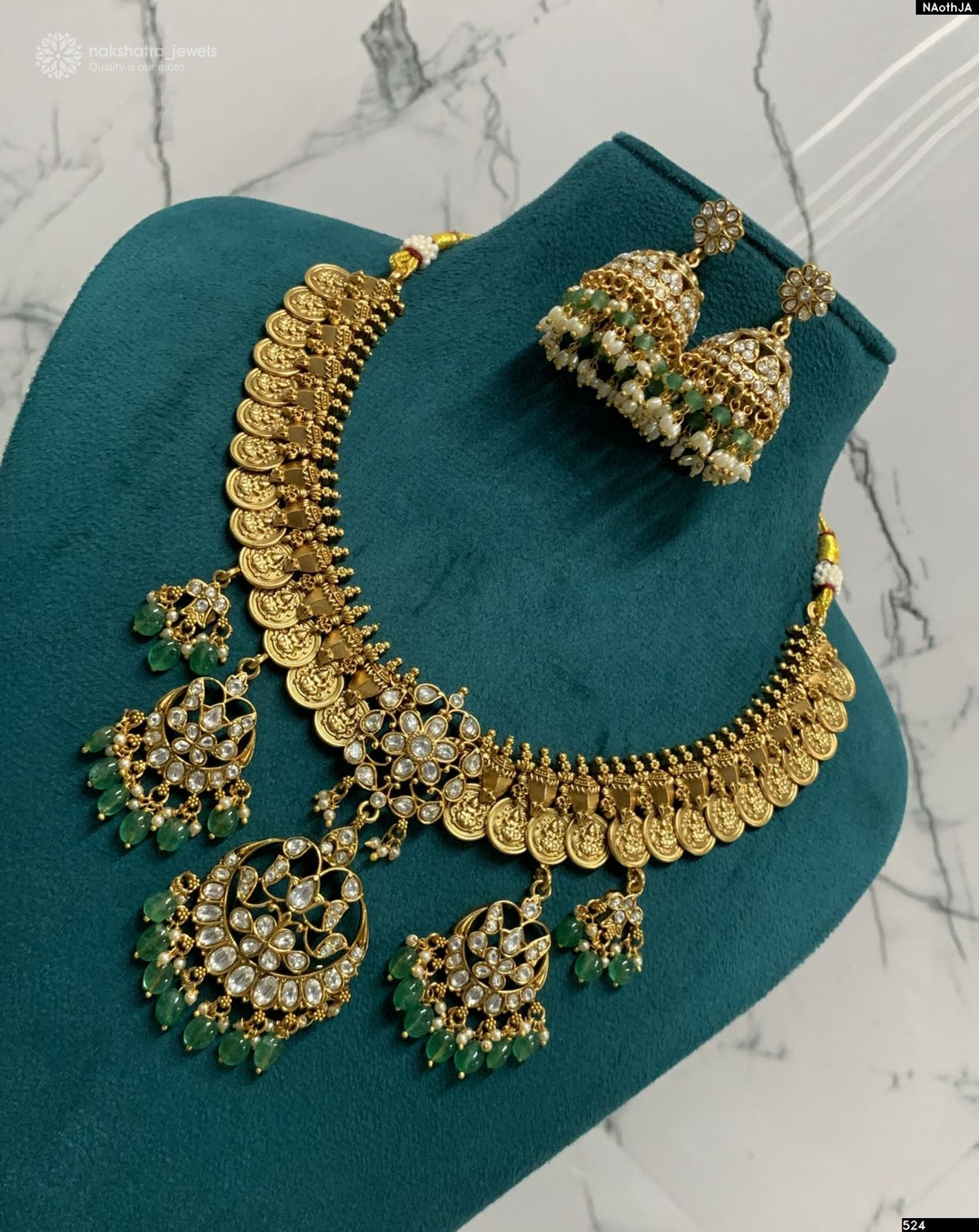 Nakshi Work with Kundan Stones Bridal Necklace