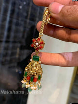 Nakshi work with Coral Beads Tikka - Nakshatra Jewels