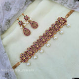 Nagasi work with Kempu Stones Bridal Choker - Nakshatra Jewels