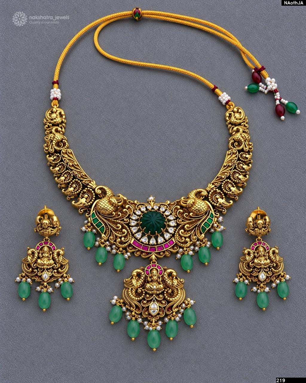 Nakshi Work with AD Stones Bridal Necklace