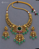 Nakshi Work with AD Stones Bridal Necklace