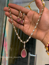 AD & Moissanite Stones Necklace - Nakshatra Jewels
