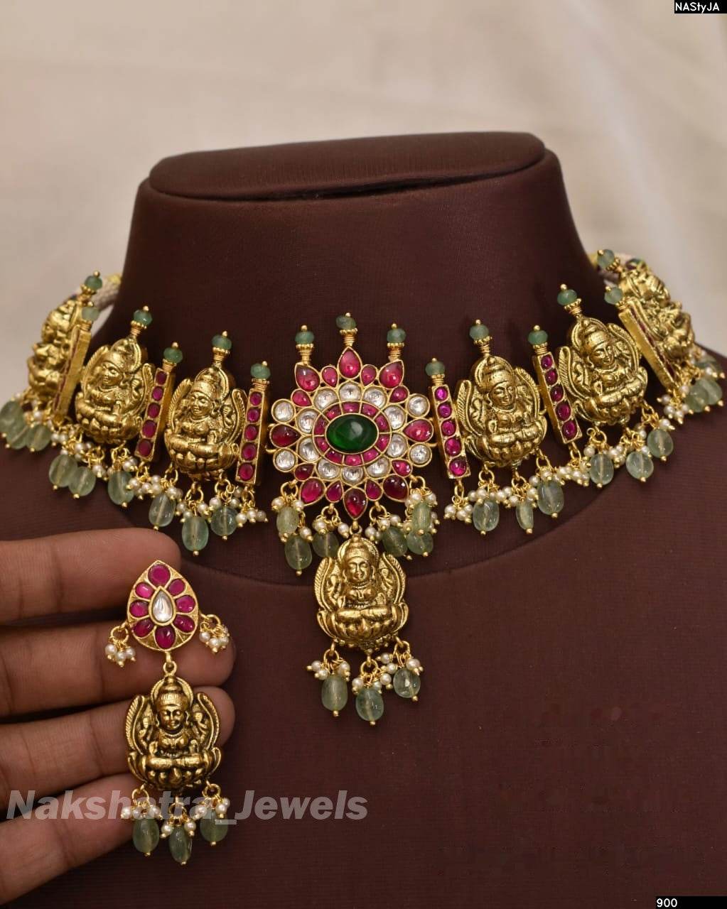 Jadau Kundan Stones with Nakshi Work Bridal Neck Set