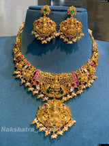 Nakshi work with Jadau Kundan Stones Necklace (3D Embosed) - Nakshatra Jewels