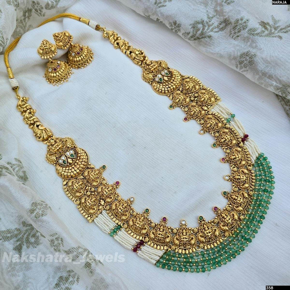 Nagasi Work with Kempu Stones Bridal Haram - Nakshatra Jewels