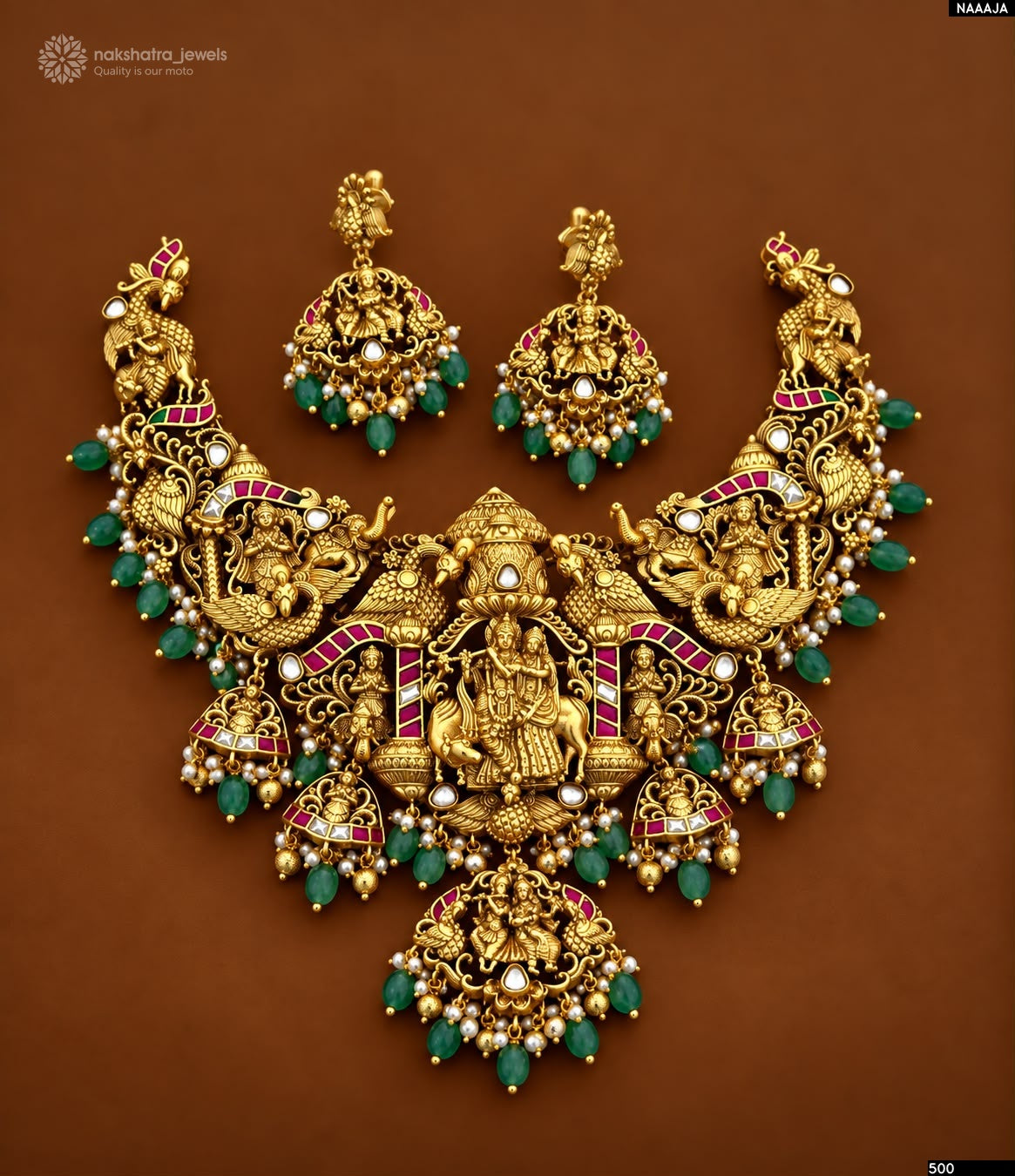 Nakshi Work with Kundan Stones Bridal Necklace