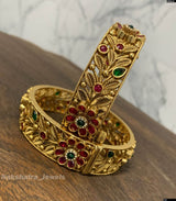 Nagasi Work with Kempu Stones Bangles - Nakshatra Jewels