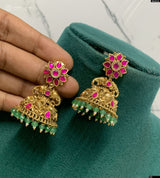 Nakshi Work with Kundan Stones Earrings