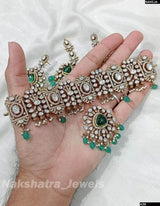 Victorian Polish with Moissanite Stones Bridal Choker - Nakshatra Jewels