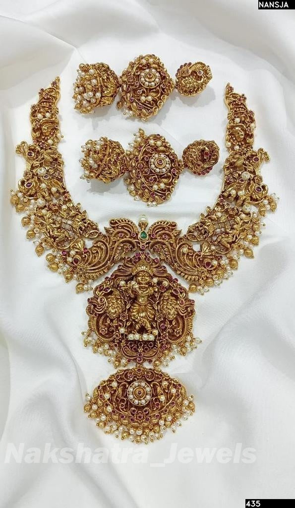 Nakshi Work with AD & Kempu Stones Bridal Haram