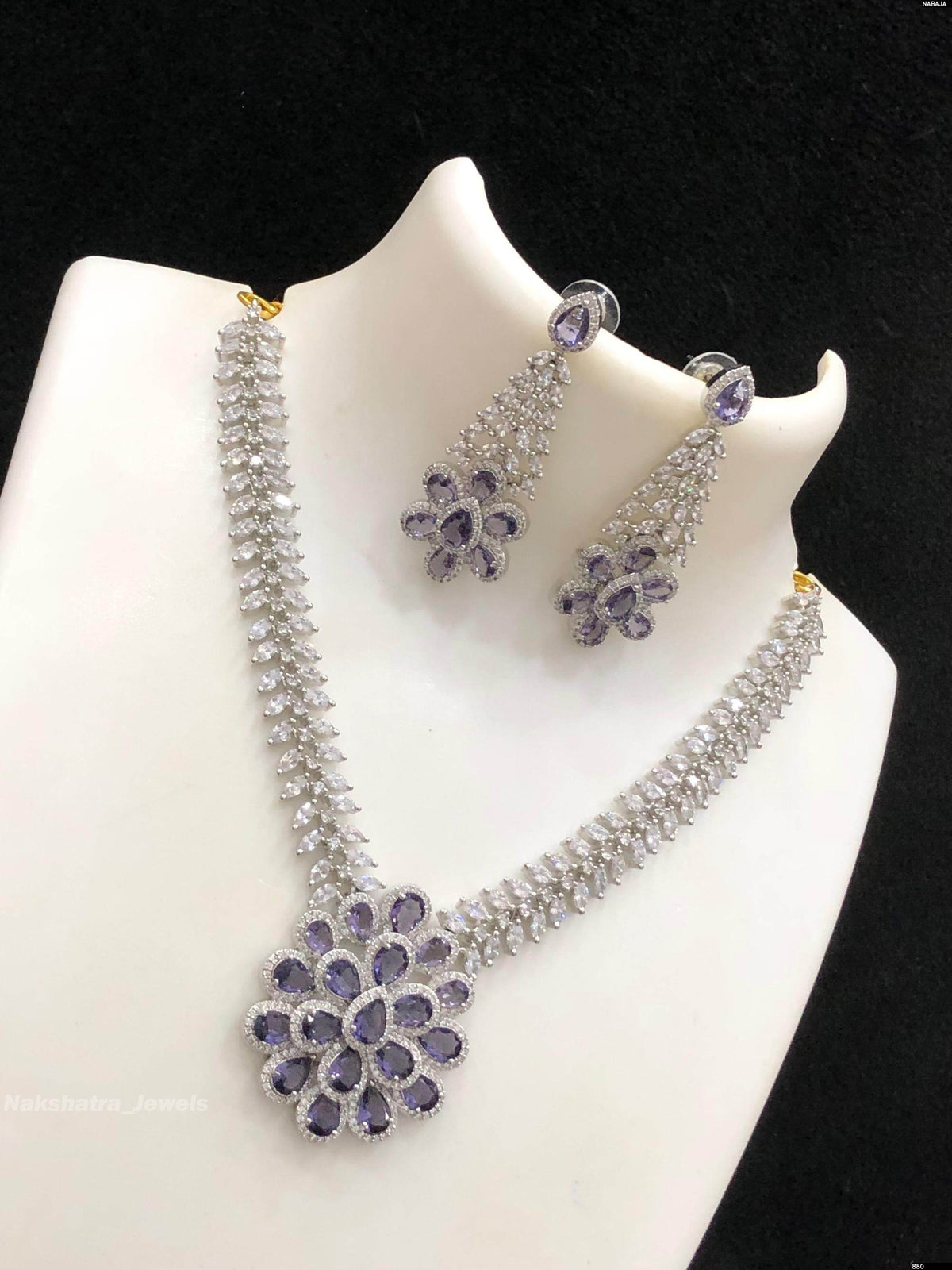 AD Stones Necklace (Silver Polish)