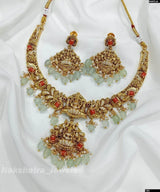 Nakshi Work with AD & Coral Beads Necklace - Nakshatra Jewels