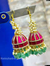 Jadau Kundan Stones Bridal Earrings - Nakshatra Jewels