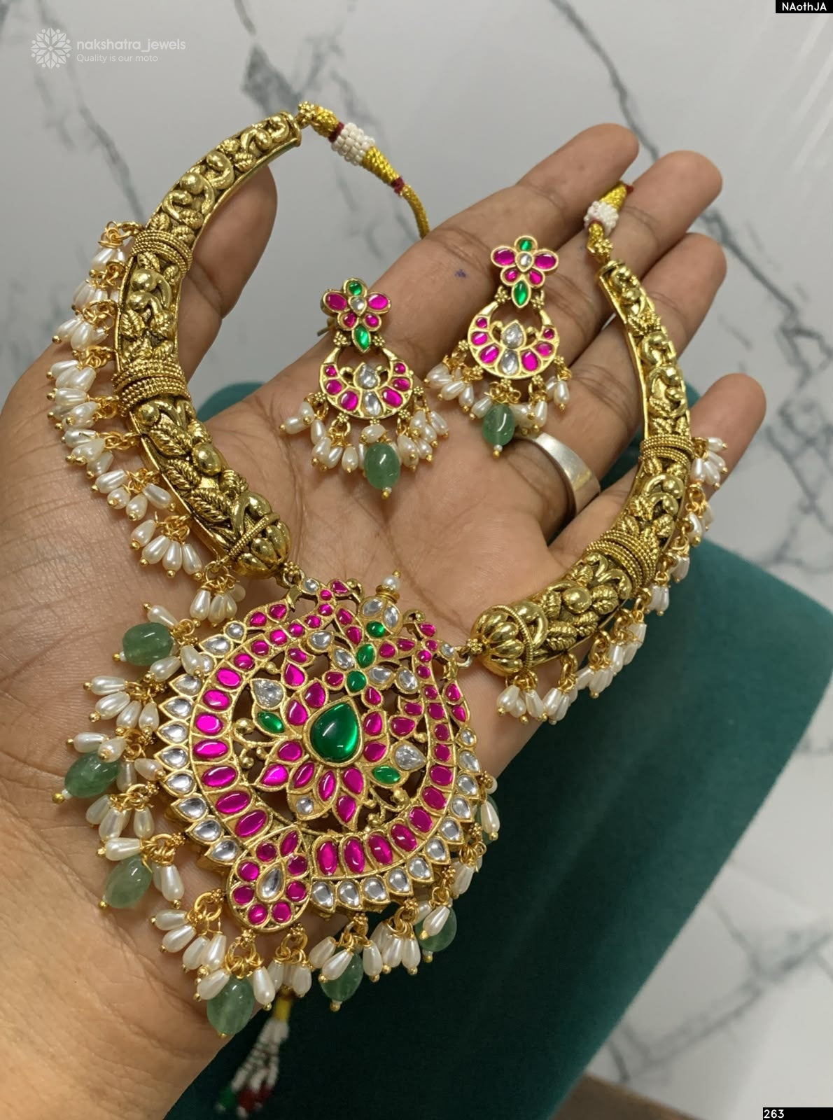 Nakshi Work with Kundan Stones Bridal Kante Necklace