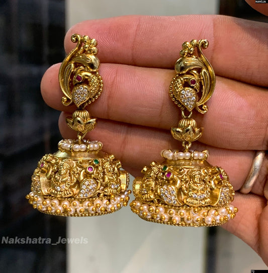 Nakshi work with AD Stones Earrings