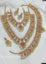 Nagasi Work with AD & Kempu Stones Bridal Combo Set - Nakshatra Jewels