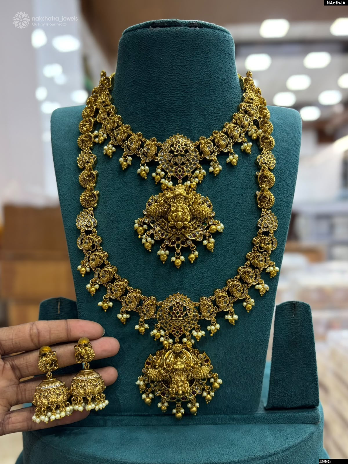 Nakshi Work with Kempu Stones Bridal Combo Set