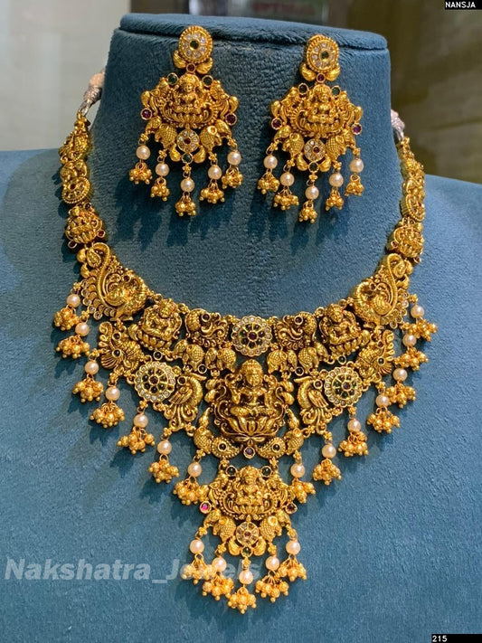 Nagasi work with Kempu Stones Necklace