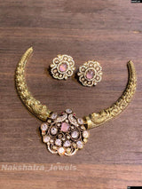 Premium Matt with Moissanite Stones Kante Necklace - Nakshatra Jewels