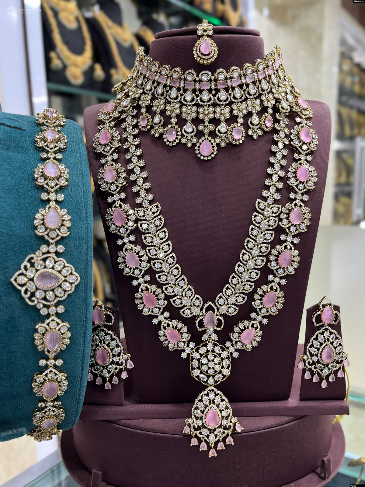 Victorian Polish AD Stones Bridal Combo Set