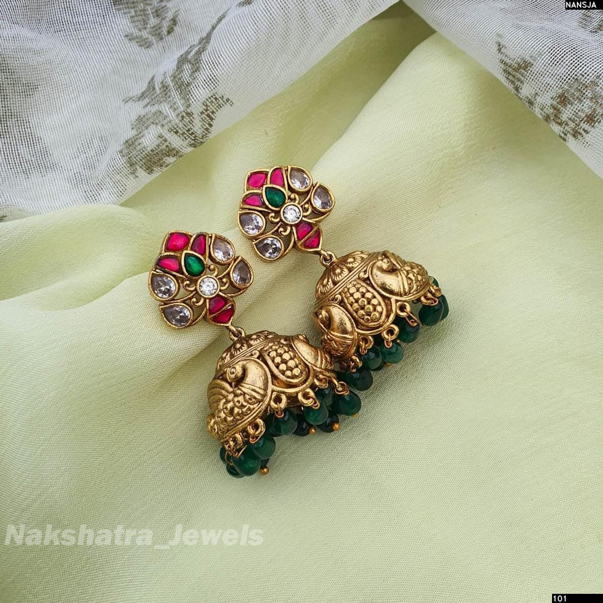 Jadau Kundan Stones Nakshi Earrings