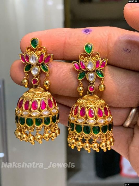 Jadau Kundan Stones Nakshi Earrings