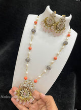 Victorian Polish AD Stones Pendent with Beads Haram - Nakshatra Jewels