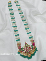 Jadau Kundan Stones Pendent with Semi Precious Beads Haram - Nakshatra Jewels