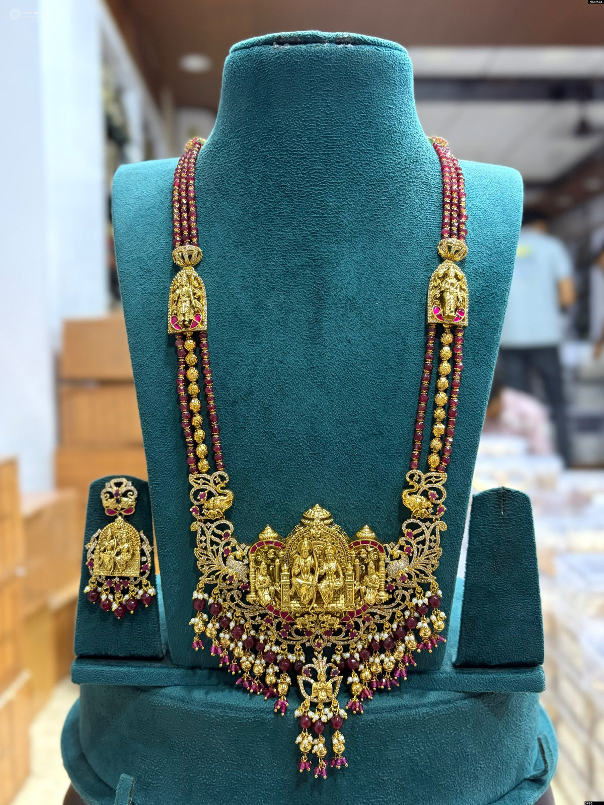 Nakshi Work with Kempu Stones Bridal Combo Set