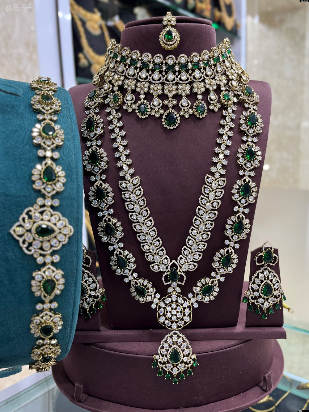 Victorian Polish AD Stones Bridal Combo Set