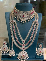 American Diamond Stones Bridal Combo Set - Nakshatra Jewels