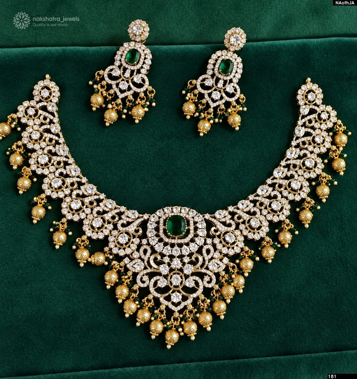 Victorian Polish AD Stones Bridal Neck Set