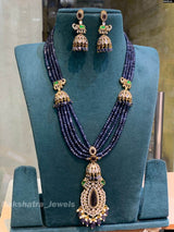 Victorian Polish AD Stones Pendent with Beads Haram - Nakshatra Jewels