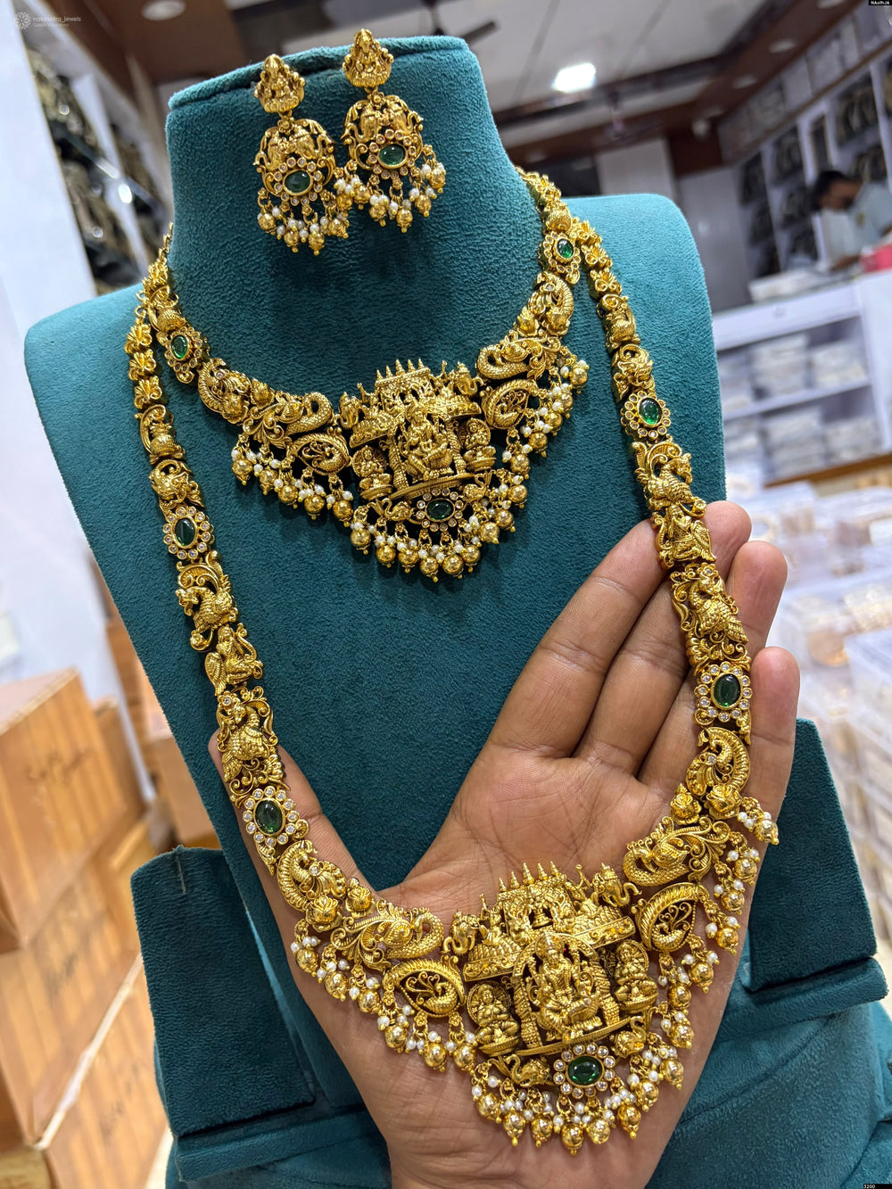 Nakshi Work with Kempu Stones Bridal Combo Set