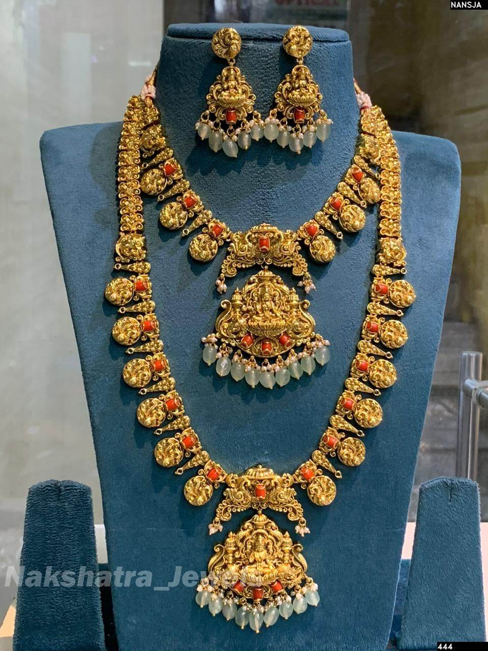Nagasi work with Coral Beads Combo Set - Nakshatra Jewels
