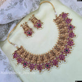 Nagasi work with Kempu Stones Bridal Necklace - Nakshatra Jewels