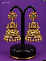 Nakshi Work with Kempu Stones Earrings