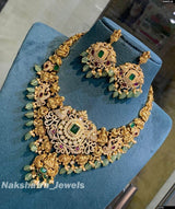 Victorian Polish AD Stones & Nakshi Work Bridal Necklace - Nakshatra Jewels
