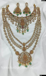 Victorian Polish AD & Nakshi work Bridal Combo Set - Nakshatra Jewels