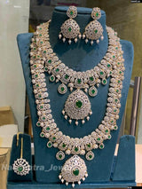 American Diamond Stones Bridal Combo Set - Nakshatra Jewels